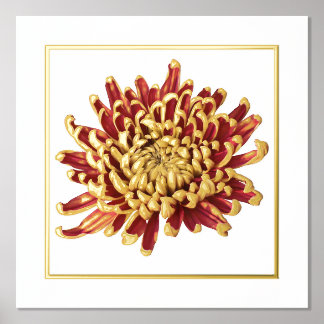 Links Foil Accent Red & Gold Mum Print Poster