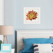 Links Foil Accent Red & Gold Mum Print Poster (In Situ (Schlafzimmer))