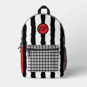 Links Gingham Stripe Monogram School Bedruckter Rucksack (Vorderseite)