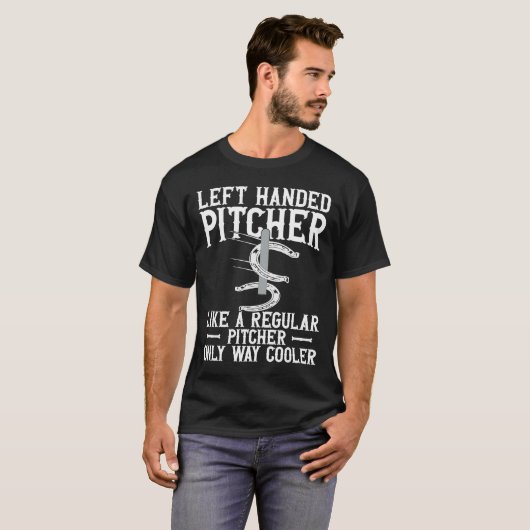 Links Hander Pitcher ist Cooler Hufeisen T-Shirt (Vorne ganz)