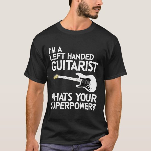 Links Handgitarre Lefty Guitar Player Retro T-Shirt (Vorderseite)