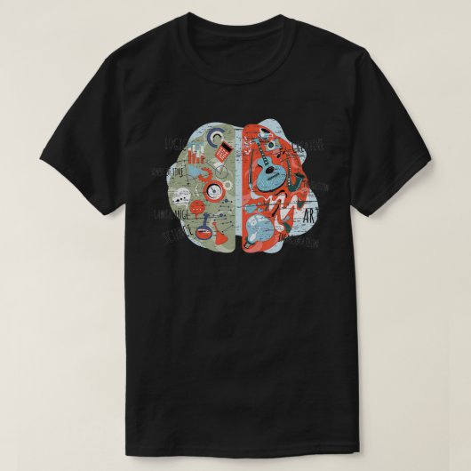 Links Hirndesign auf der rechten Hemisphäre T-Shirt (Design vorne)