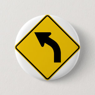 Links Kurven-voran Landstraßen-Zeichen Button