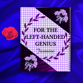 Links Lilac Gingham Floral Custom School Notizblock