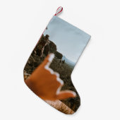 Links menschliche Hand Kleiner Weihnachtsstrumpf (Vorderansicht (hängend))