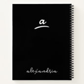 Links, modernes Monogram-Black-Spiral-Notebook Notizblock (Rückseite)