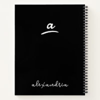 Links, modernes Monogram-Black-Spiral-Notebook