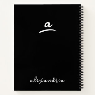 Links, modernes Monogram-Black-Spiral-Notebook Notizblock