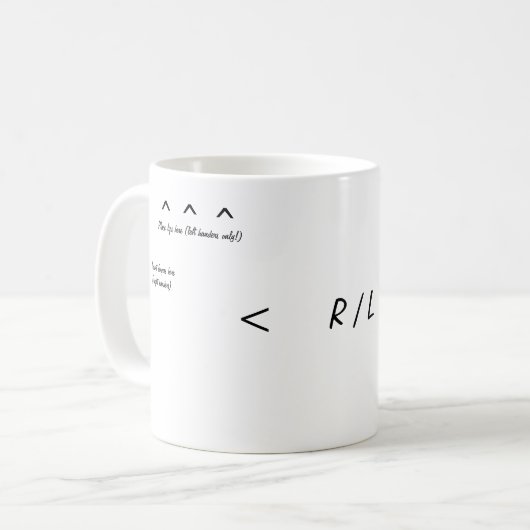 Links- oder rechtshändige Kaffee-Tasse Kaffeetasse (Vorderseite Links)