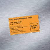 Links, orange farbige Magnetkarte Magnetische Visitenkarte (Beispiel)