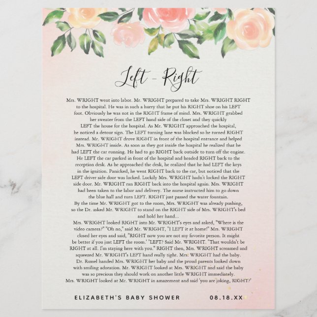 Links - Recht | Baby Showspiel (Vorderseite)