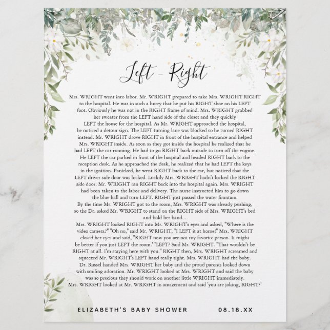 Links - Recht | Baby Showspiel (Vorderseite)