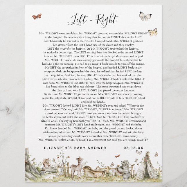 Links - Recht | Baby Showspiel (Vorderseite)