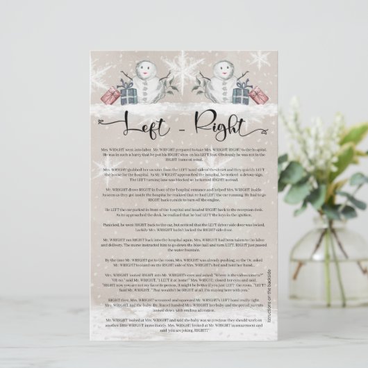 Links Right Snowman Baby Dusche (Stehend Vorderseite)