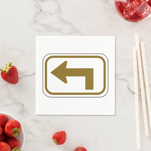 Links Schild der Kurve Richtung Straße Serviette