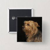 Links schwarz-braunes Yorkie-Profil Button (Vorne & Hinten)
