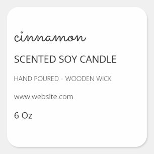 Links Side Margin White Scented Soy Candle Labels Quadratischer Aufkleber