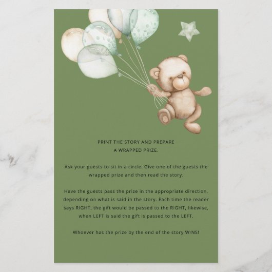 Links Teddy Bear Baby Dusche (Rückseite)