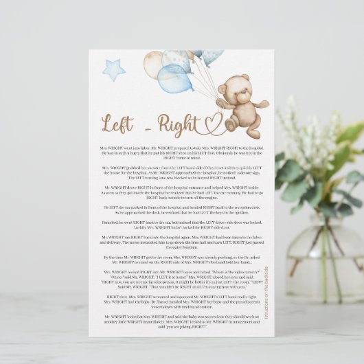 Links Teddy Bear Baby Dusche (Stehend Vorderseite)