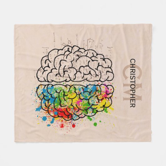Links und rechtes menschliches Gehirn Personalisie Fleecedecke (Vorderseite (Horizontal))