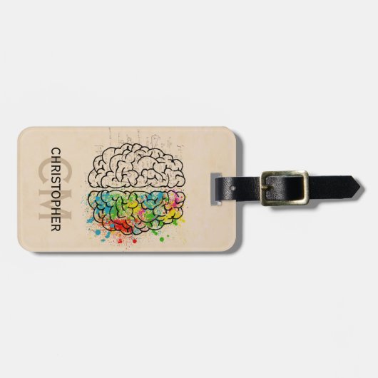 Links und rechtes menschliches Gehirn personalisie Gepäckanhänger (Vorderseite horizontal)