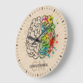 Links und rechtes menschliches Gehirn Personalisie Große Wanduhr (Winkel)