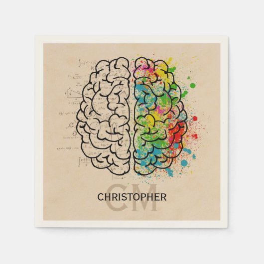 Links und rechtes menschliches Gehirn personalisie Serviette (Vorderseite)