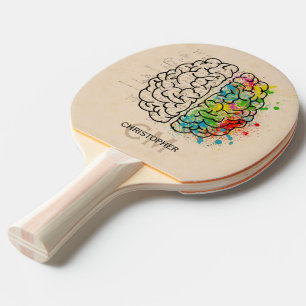 Links und rechtes menschliches Gehirn personalisie Tischtennis Schläger