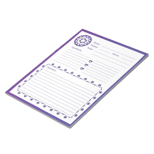 Links von Liebe Rezept Notepad - Blau Notizblock (angewinkelt)
