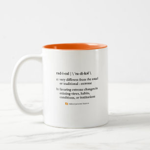 Linkshänder-Radikal-Definitions-Tasse Zweifarbige Tasse