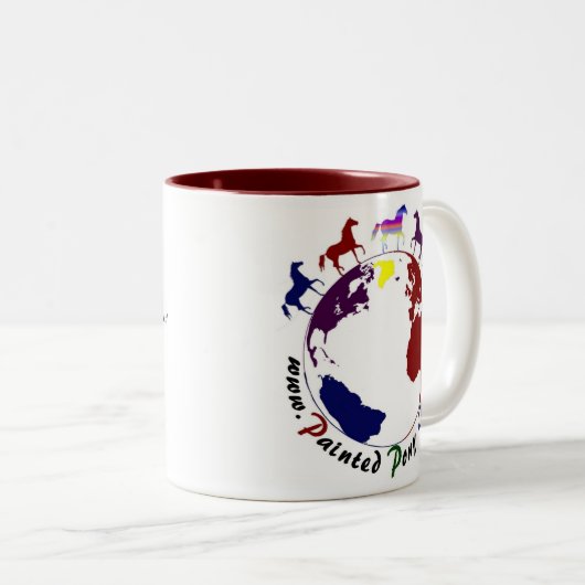 Linkshändige Pony-Chat-Schale Zweifarbige Tasse (VorderseiteRechts)