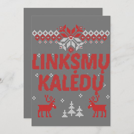 Linksmu Kaledu Litauisch Merry Weihnachtsgeschenk Einladung (Vorne/Hinten)