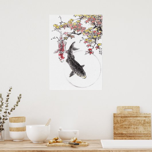 LinLi Chinesische Aquarellkunst Print - KOI Fisch Poster (Küche)