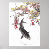 LinLi Chinesische Aquarellkunst Print - KOI Fisch Poster (Vorne)