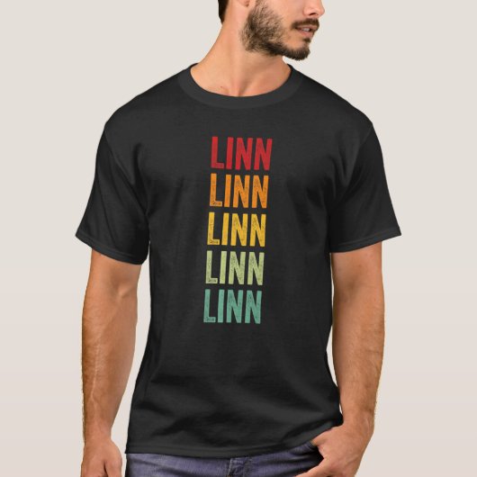 Linn County Kansas Rainbow Text T-Shirt (Vorderseite)