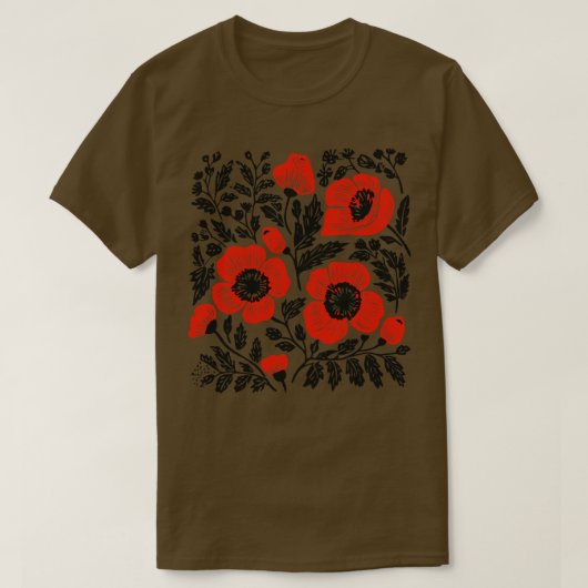 Lino Cut Blume 3 T-Shirt (Design vorne)