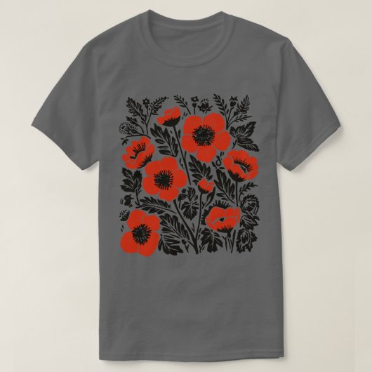 Lino Cut Blume 4 T-Shirt (Design vorne)