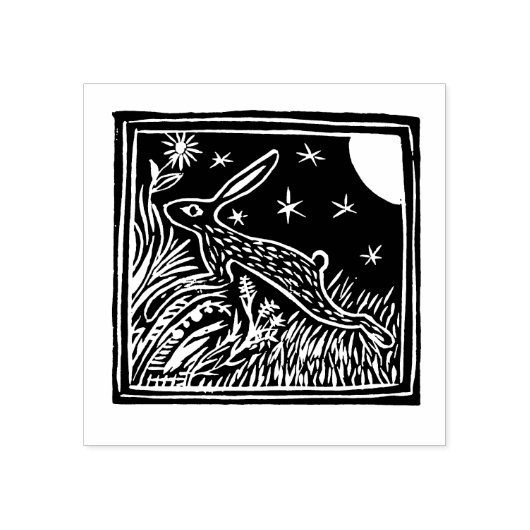 Lino Cut Hare Briefmarke Gummistempel (Prägung)
