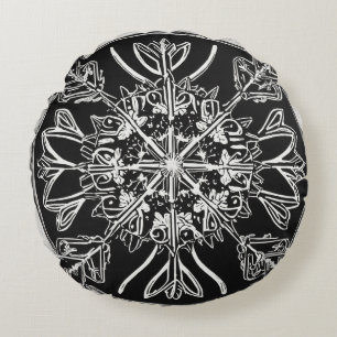 Linocut Art Round Pillow Rundes Kissen