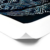 Linocut Bearded Man hält eine Katze Poster (Ecke)