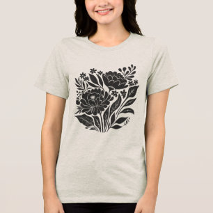 linocut Blume boho botanisch Tri-Blend Shirt