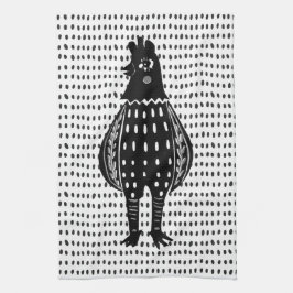 Linocut Chicken Geschirrtuch