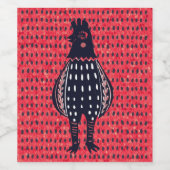 Linocut Chicken Weinetikett (Einzelnes Label)