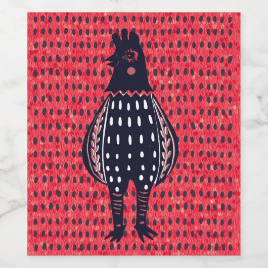 Linocut Chicken Weinetikett (Einzelnes Label)