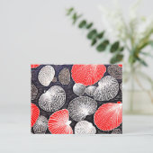 Linocut der Scallop-Muscheln am Strand Postkarte (Stehend Vorderseite)