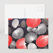 Linocut der Scallop-Muscheln am Strand Postkarte (Vorne/Hinten)