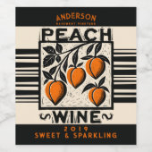Linocut peach hausgemachten Weinschrein herzlich Weinetikett (Einzelnes Label)