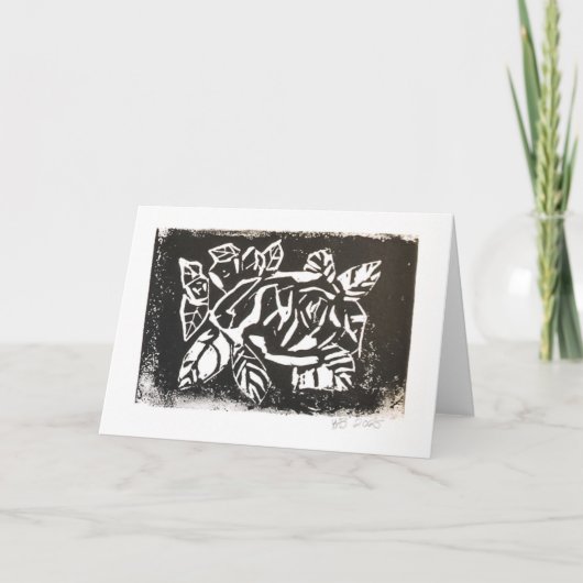 Linocut-Rose Dankeskarte (Vorderseite)
