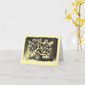 Linocut-Rose Karte (Gelbe Blume)