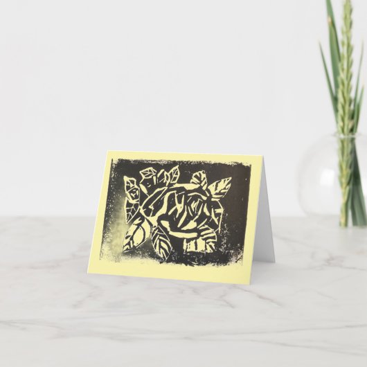 Linocut-Rose Karte (Vorderseite)